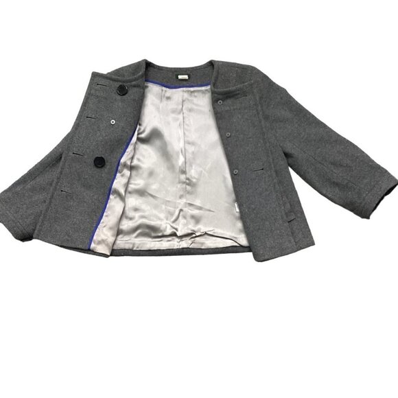 J‎ Crew Pippa Double Breasted Wool/Cashmere Cropped Sz 6 Gray Jacket 226H - Picture 7 of 9